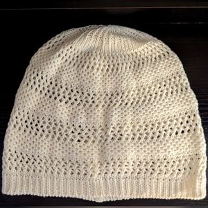 Cream Crochet/Knit Hat